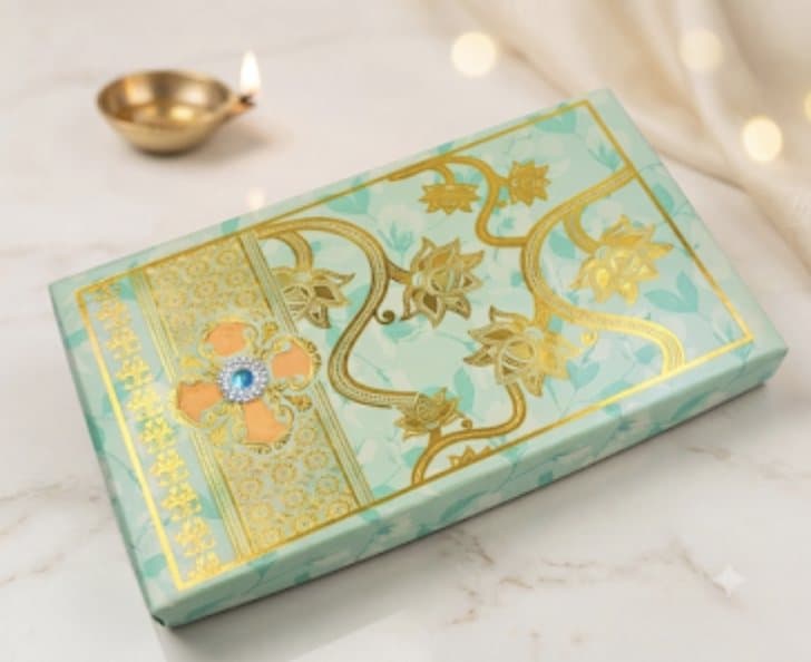 Mint and gold foil dry fruit gift box