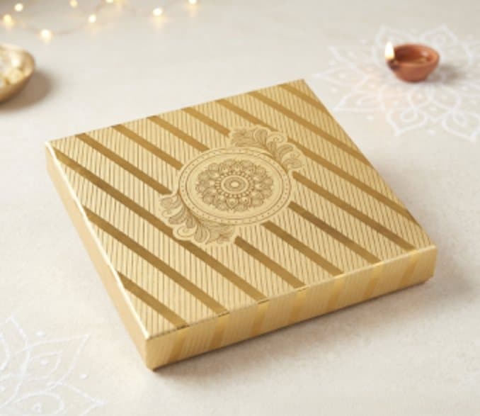 Gold striped box with mandala