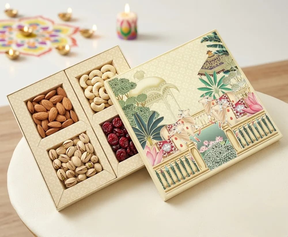 Design 1006-L — Kappa Box, 8×8 in · 200 g · 4 khana